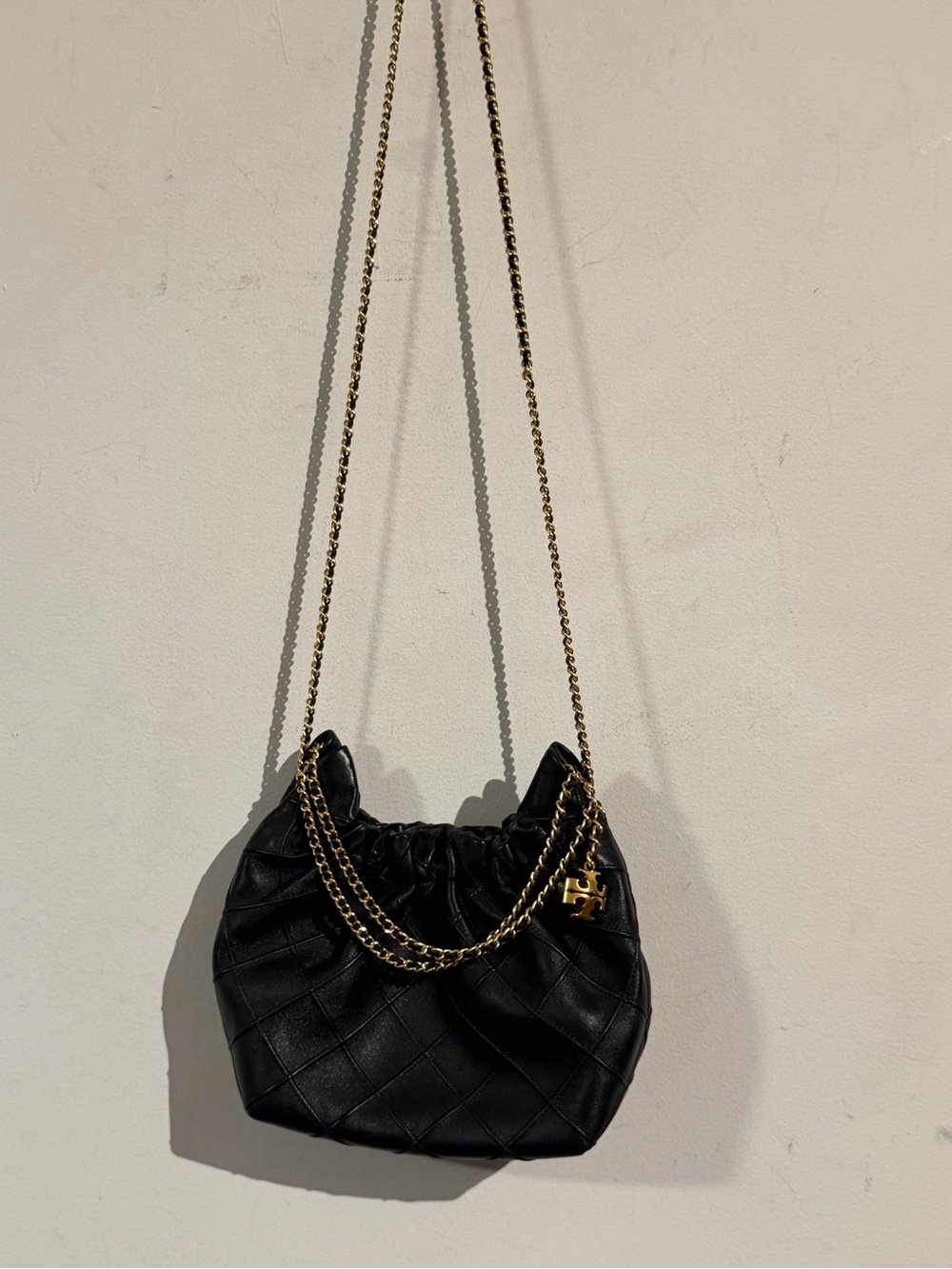 Tory Burch Mini Fleming Black Quilted Chain-Handle crossbody Bag